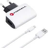 Forcell NETZ-Ladegerät für iPhone-Anschluss 8-pin Wandladegerät Überhitzung und Stoßspannungen geschützt Weiß