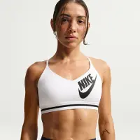 Nike Sport-BH "W NK INDY LS LOGO BRA" mit hohem Elasthananteil, aus Polyester und Elasthan