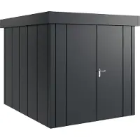Hörmann , Metall-Gerätehaus "Juno" mit Flachdach, JFD6 - Design, 214 x 262 cm (B x T), anthrazit, 2-flüglige Tür