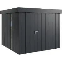 Hörmann , Metall-Gerätehaus "Juno" mit Flachdach, JFD10 - Modern, 262 x 262 cm (B x T), anthrazit, mit bodentiefem Fenster, 1-flüglige Tür, Anschlag rechts