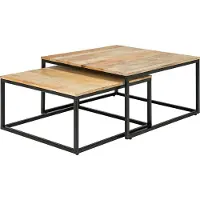 Home24 Couchtisch-Set - 2-teilig - Mango / Schwarz
