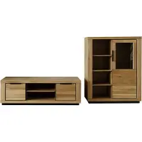 Freiraum Wohnwand >Greno< (2-teilig) in Wildeiche - 275x142x54 (BxHxT)