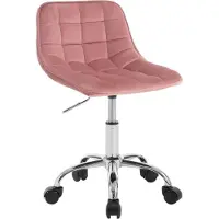 Woltu Bürohocker mit Rollen, ergonomisch, Arbeitshocker, Drehstuhl Samt : Rosa Farbe: Rosa