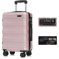 YONSLY Premium Reisekoffer TSA-Schloss,YKK-Reißverschluss Hartschalen-Koffer Trolley Kabinenkoffer Rollkoffer Suitcase Handgepäck (Roségold, M)