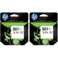 HP Original 301XL 2er-Pack Schwarz Druckerpatronen mit hoher Reichweite, Hohe (XL-) Ausbeute, Schwarz, Tinte auf Pigmentbasis, 2 Stück(e), 960 Seiten, Multipack