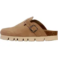 The Divine Factory Eden Pantoletten aus Leder mit Riemen und Schnalle, runde Schuhspitze, flacher Absatz