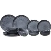 Cosy & Trendy Geschirrset Kentucky Grey - 12-teilig / 4 Personen - 4 Speiseteller, 4 Frühstücksteller und 4 Schalen