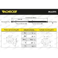 Monroe ML6395 Gasfeder Heckklappendämpfer für HONDA CIVIC IX (FK) 597mm
