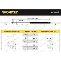 Monroe ML6409 Gasfeder Heckklappendämpfer für RENAULT LAGUNA III Grandtour (KT0/1) 570mm