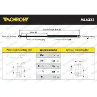 Monroe Gasfeder Motorhaubendämpfer 736mm für TOYOTA Camry Limousine (V3) 315N ML6323