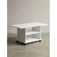 KADIMA DESIGN Design Couchtisch WL5.738 95 x 51 x 54,5 cm Weiß Drehbar mit Rollen, Wohnzimmertisch Coffee Table, Sofatisch Loungetisch Holz, Kaffeetisch mit Stauraum