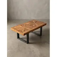 KADIMA DESIGN Moderner Couchtisch Mango Massivholz 105x40x55 cm Tisch im Industrial Design, Sofatisch mit Holz und Metall, Wohnzimmertisch Rustikal