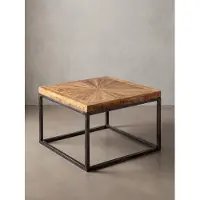 KADIMA DESIGN Couchtisch Mango Massivholz 55x40x55 cm Tisch mit Metallgestell, Wohnzimmertisch Quadratisch im Industrial Design, Massiver Sofatisch Modern