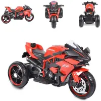 Moni Kinder Elektromotorrad Ninja, drei Kunststoffräder, LED-Beleuchtung, Mp3 rot