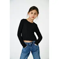 Kids Only Langarmshirt "KOGNELLA L/S O-NECK TOP JRS NOOS" Materialmix