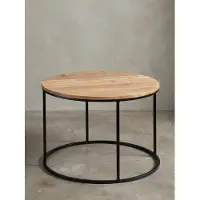 KADIMA DESIGN Naturholz Couchtisch, stabile Konstruktion, runde Ablage, 50 kg Belastbarkeit. 60x60x43 cm |