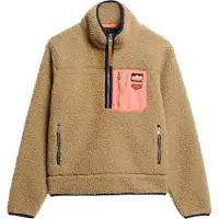 Superdry für Damen. W2012343A Vintage Retro beige halber Reißverschluss Fleece (XS), Lässig, Polyester