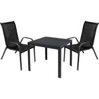Mojawo Gartengarnitur Sitzgarnitur 3-teilig L90xB90xH74cm Anthrazit / Schwarz