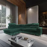 Masseno Ecksofa VELISS mit Schlaffunktion L-Form, Sofa mit Bettkasten, Wohnzimmersofa, Couch, Soffa, Bettsofa, Couchgarnitur- Grün, TILIA 39