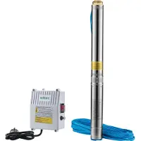 Wiltec 4" Tiefbrunnenpumpe 750 W, Wasserpumpe mit Fördermenge 6000 l/h, Tauchpumpe mit Eintauchtiefe max. 20 m und Förderhöhe max. 74 m