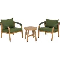 Mendler Aluminium Lounge-Set MCW-P82, Gartengarnitur Balkon-Set Stuhl Tisch, Stoff/Textil (220g/m²) Holz-Optik olivgrün