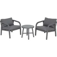 Mendler Aluminium Lounge-Set MCW-P82, Gartengarnitur Balkon-Set Stuhl Tisch, Stoff/Textil (220g/m²) hellgrau