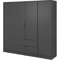 Masseno Drehtürenschrank CATERINA 206 cm Kleiderschrank Schlafzimmer Schrank 4-türig Graphitfarben