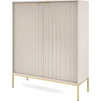 Masseno Kommode STELLARE 104 cm Sideboard und 2 Türen für Wohnzimmer Schlafzimmer Modern 104x39x125 cm Kaschmir / Kaschmir