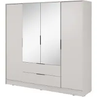 Masseno Drehtürenschrank CATERINA 206 cm Kleiderschrank Schlafzimmer Schrank 4-türig mit Spiegel Kaschmir