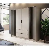Masseno Drehtürenschrank NELIANA 206/200/51 cm 4-türig Schlafzimmer Schrank Kleiderschrank Kaschmir