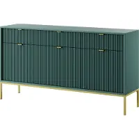 Masseno Kommode STELLARE 154 cm Sideboard mit 3 Schubladen und 3 Türen für Wohnzimmer Schlafzimmer Modern 154x39x83 cm Hellgrün / Hellgrün