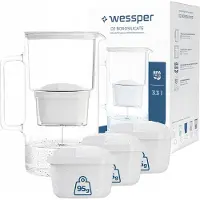 Wessper aquamax Glasfilterkanne 3,3l + 4x aquamax Filter