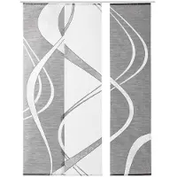 Novel Flächenvorhang Wave, Grau, Weiß, Textil, Wellen, 60x245 cm, mit Flauschband, Öffnung für Beschwerungsstab, Wohntextilien, Gardinen & Vorhänge, Schiebegardinen