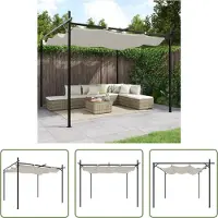The Living Store Pergola mit Schiebedach Creme 295x292x230 cm