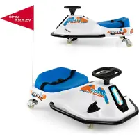 Costway 24V Elektro Gokart, mit 3 Flaggen, Fußpedal, USB & Musik, 9-15km/h Elektroauto mit 200 W Motor für Kinder ab 3 Jahren