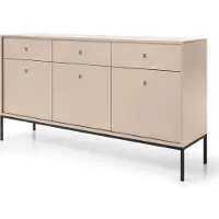 Masseno Kommode MONDO 154 cm Sideboard mit 3 Schubladen und 3 Türen für Wohnzimmer Schlafzimmer Modern 154x39x83 cm Beige / Beige