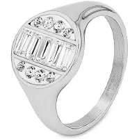 Tom Tailor Damen Ring aus Edelstahl - Stein Preciosa weiß, silber, Gr. 54/17