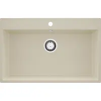 PrimaGran Spülbecken Beige 78x50cm, Granitspüle 1 Becken + Ablauf-Set, Küchenspüle ab 80er Unterschrank - Riga