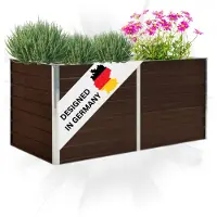 DELUKE Hochbeet für Garten OSKAR Braun | 160x80x77cm | Verzinkter Stahl | Wetterfest | Gartenbeet Kräuterbeet Blumenbeet Beet hoch Frühbeet für Garten Gemüsebeet