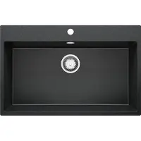 PrimaGran Spülbecken Anthrazit 78x50cm, Granitspüle 1 Becken + Ablauf-Set, Küchenspüle ab 80er Unterschrank - Riga