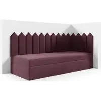 LIKMA Kinderbett 70x200 cm Dunkles Violett Bett mit Bettkasten Jugendbett Polsterbett Kopfteil Velvet Stoff