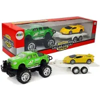 Lean Toys Set aus gelben Geländewagen und grünen Sportwagen mit Reibungsantrieb