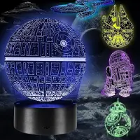 Dopwii Nachtlichter,3D Star Wars Lampe,LED Illusion Nachtlicht Spielzeug 16 Farbwechsel 5 Mustern mit Fernbedienung