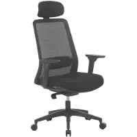 Novel Drehstuhl BJARNE ergonomisch höhenverstellbar drehbar Kopfstütze Netzbezug Schwarz 140 kg B63cm