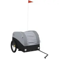 Syfax Fahrrad-Lastenanhänger, für schweren Gütertransport, aus robustem Eisen und Oxford-Gewebe, 45 kg Zuladung, 133x68x68 cm, Schwarz und Grau