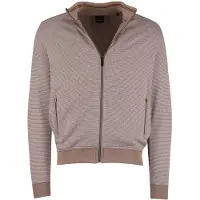 Bugatti Sweatjacke "Elegant", Herren, Gr. 3XL, beige (40, beige), Sweatware, 60% Baumwolle, 40% Polyester, unifarben, normal, ohne Ausschnitt, Sweatjacken Sweatjacke, im Jaquard-Design Modern Fit