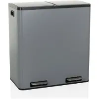 Hjh OFFICE Mülleimer 60 Liter Clean 13 Abfalleimer Mülltrenner rechteckig für Küche, Büro mit Step-On 62.0 x 58.5 x 32.0 cm