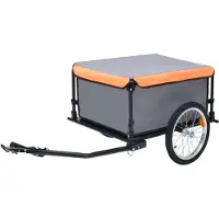 Prolenta Maison Exclusive - Fahrradanhänger Grau und Orange 65 kg