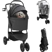 vidaXL Möbel Faltbarer Haustierwagen Schwarz 78 x 54 x 101 cm Polyester - Fahrradanhänger &45940