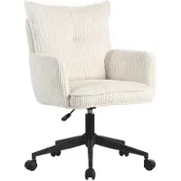 Carryhome Drehstuhl LUCIE Cord Creme, 140 kg, fünf Rollen, höhenverstellbar, B/H/T 59x97x63 cm